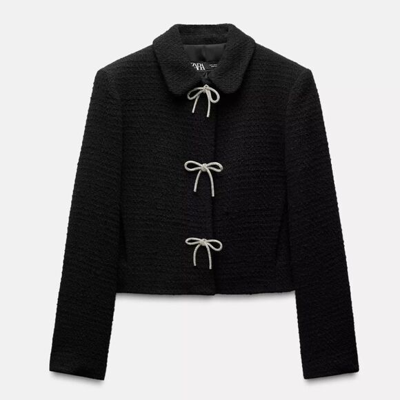 Black Textured Women's Jacket Size M - Picture 1 of 14